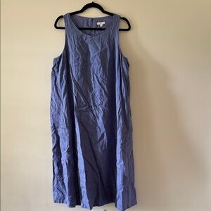 Eileen Fisher Sleeveless Midi Dress in Periwinkle Blue SZ Large